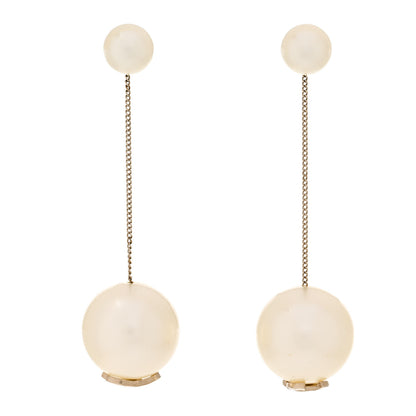 Chanel Pearl CC Chain Drop Earrings Gold 1 of 5