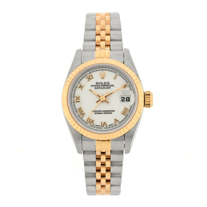 Rolex Stainless Steel 18K Yellow Gold 26mm Oyster Perpetual Datejust Watch White Roman 69173 1 of 4
