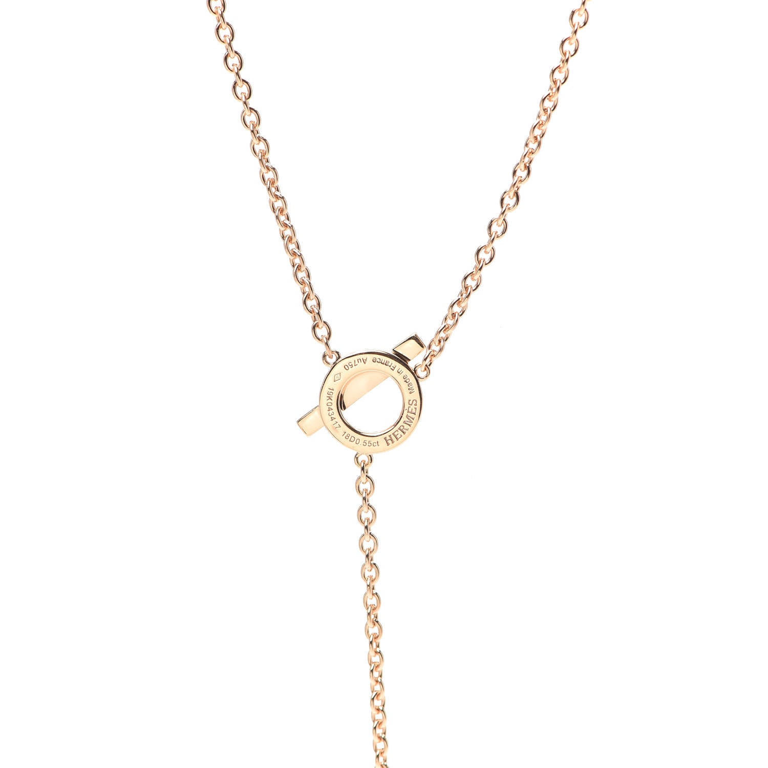 Hermes 18K Rose Gold Diamond Finesse Lariat Necklace 5 of 6