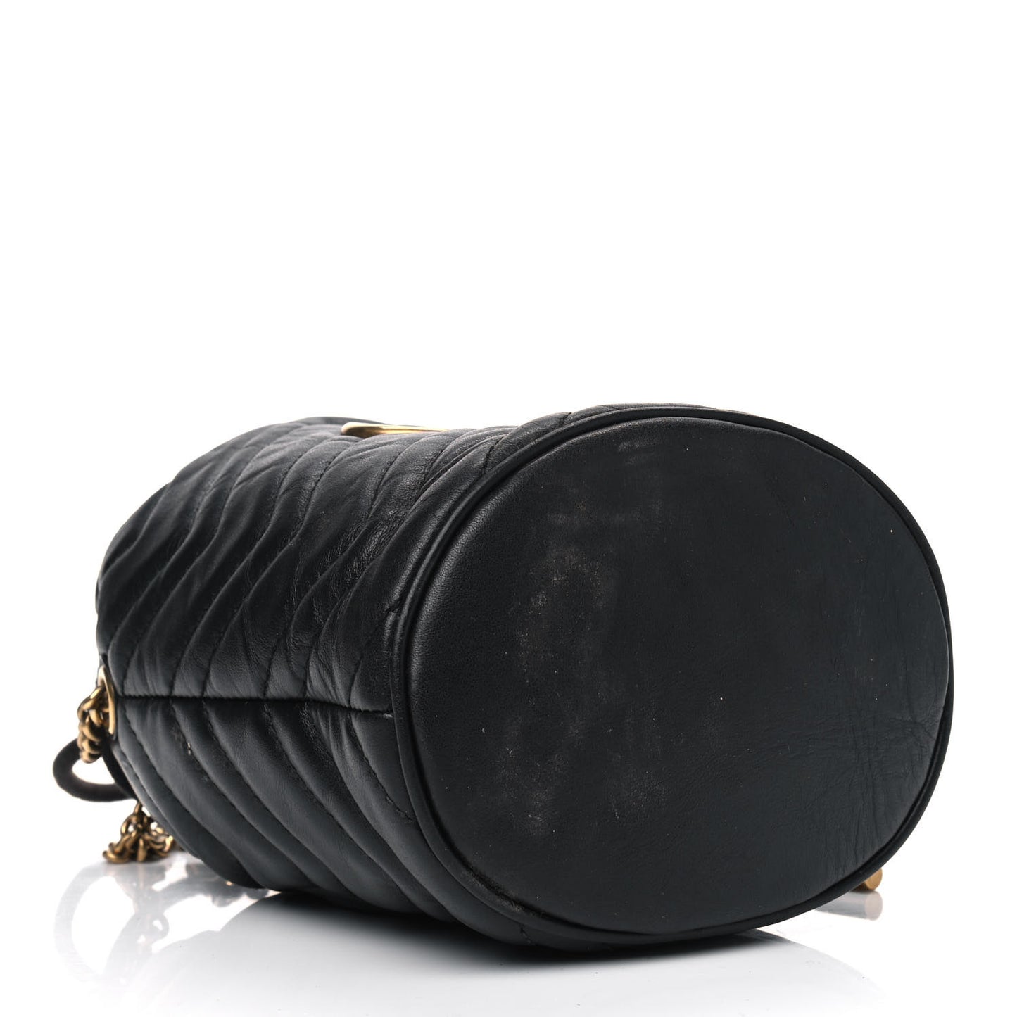 Calfskin Matelasse Mini GG Marmont 2.0 Bucket Bag Black