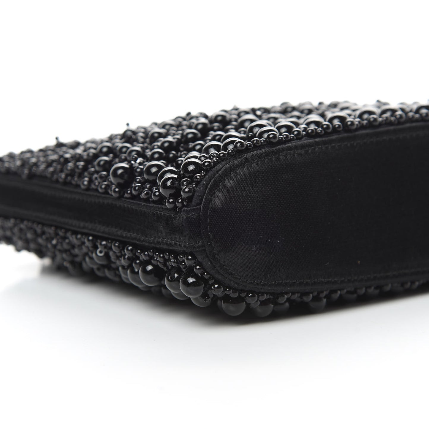 Satin Beaded CC Evening Bag Black