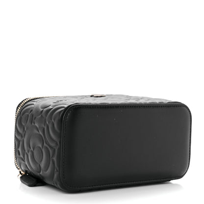 Chanel Lambskin Camellia Embossed Small Vanity Case With Chain Black 3 of 9