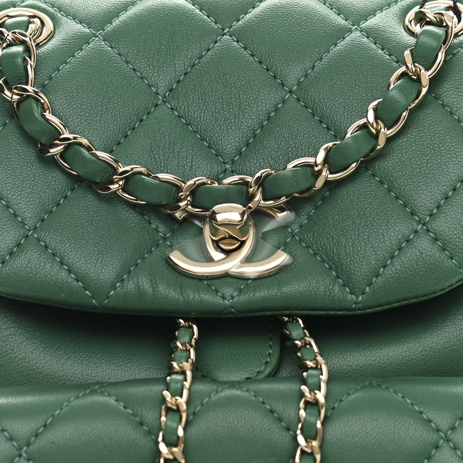 Chanel Lambskin Quilted Small Duma Drawstring Backpack Green 8 of 10