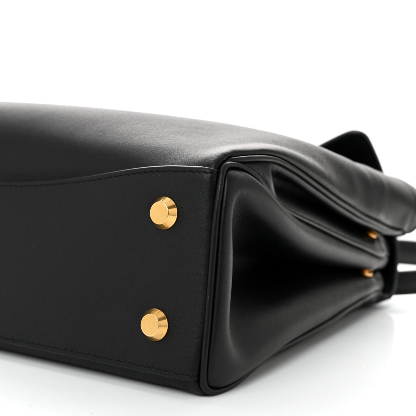 Natural Smooth Calfskin Medium Rodeo Top Handle Handbag Black