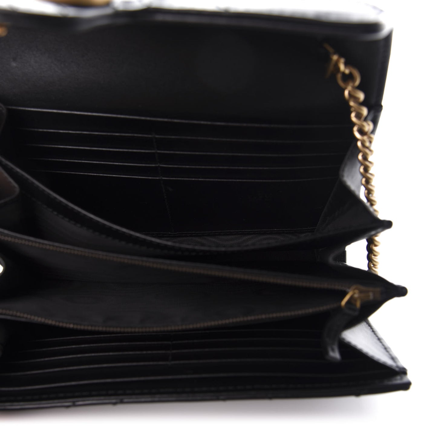 Calfskin Matelasse GG Marmont Chain Wallet Black