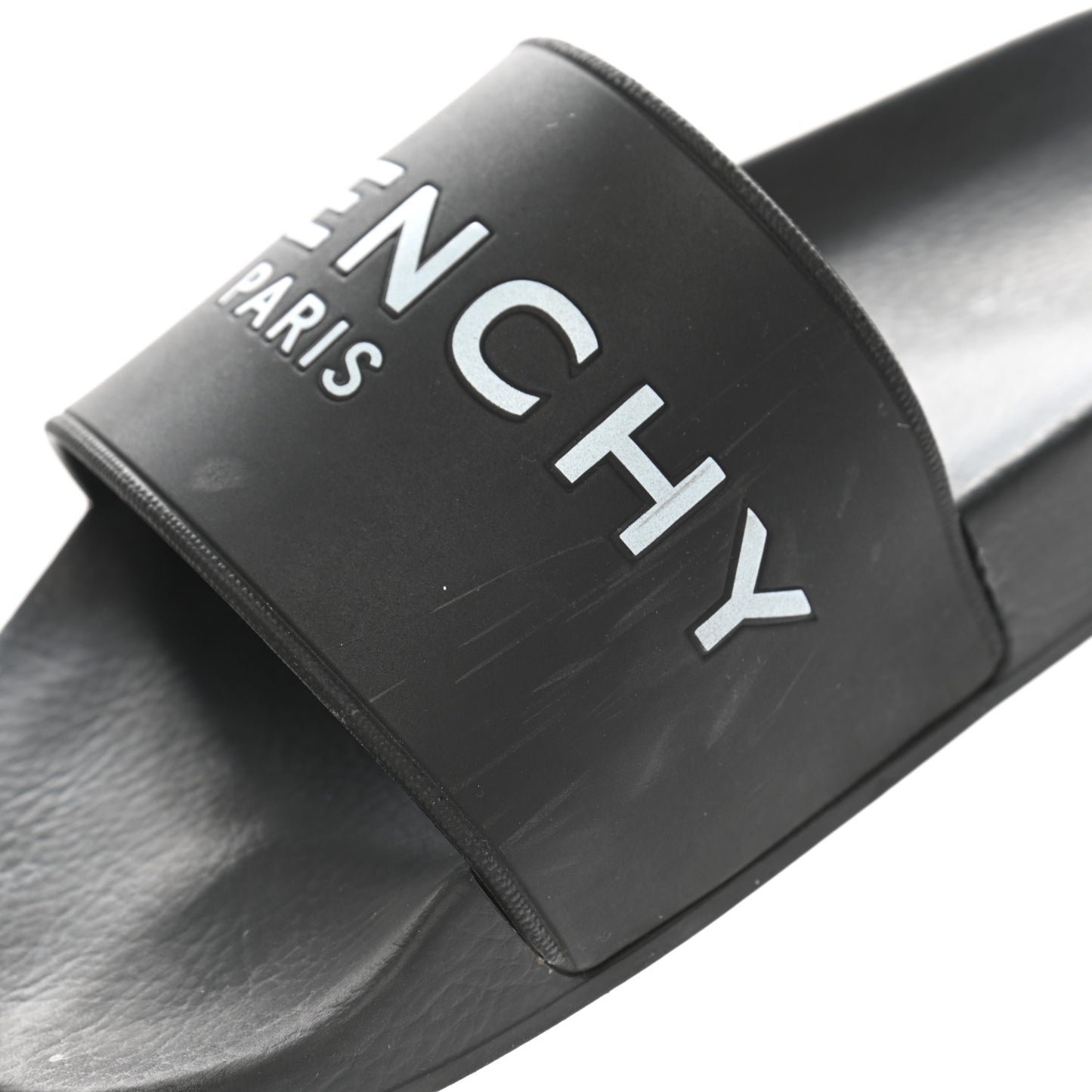 Rubber Logo Pool Slide Sandals 40 Black
