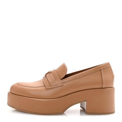 Chanel Calfskin CC Platform Loafers 38 Beige 1 of 9