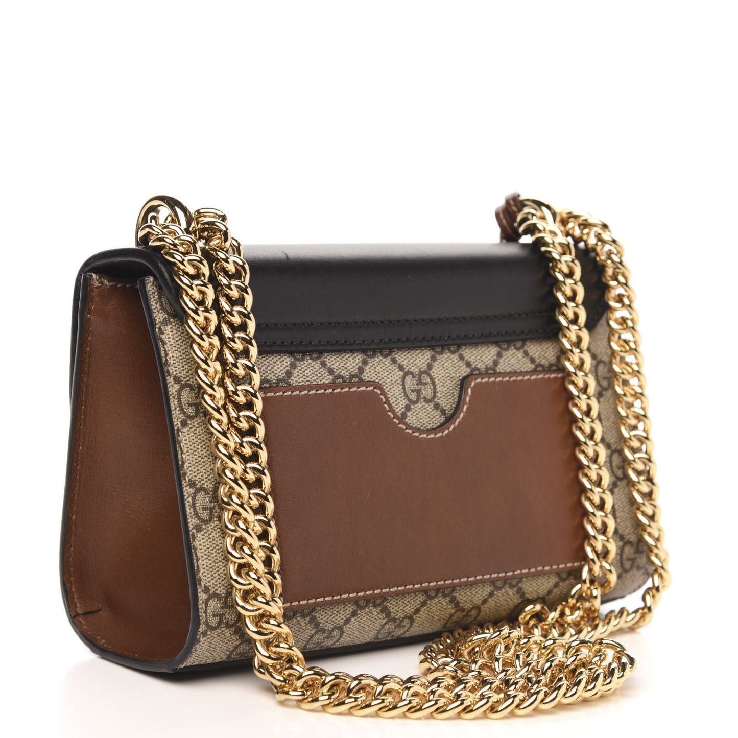 GG Supreme Monogram Calfskin Small Padlock Shoulder Bag Beige Black Cuir