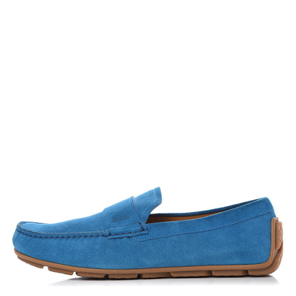 Gucci Suede Mens Driver Loafers 8 Riviera Blue 1 of 8