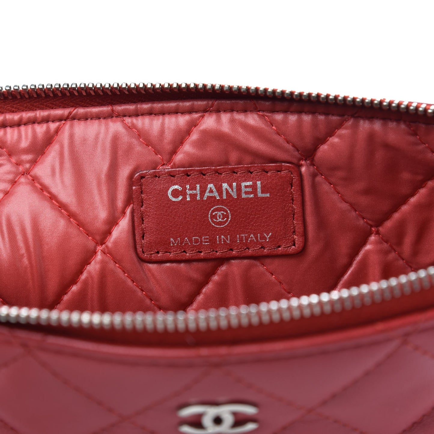 Lambskin Quilted Medium Cosmetic Case Red