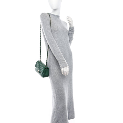 Chanel Lambskin Quilted Mini Rectangular Flap Dark Green 2 of 9