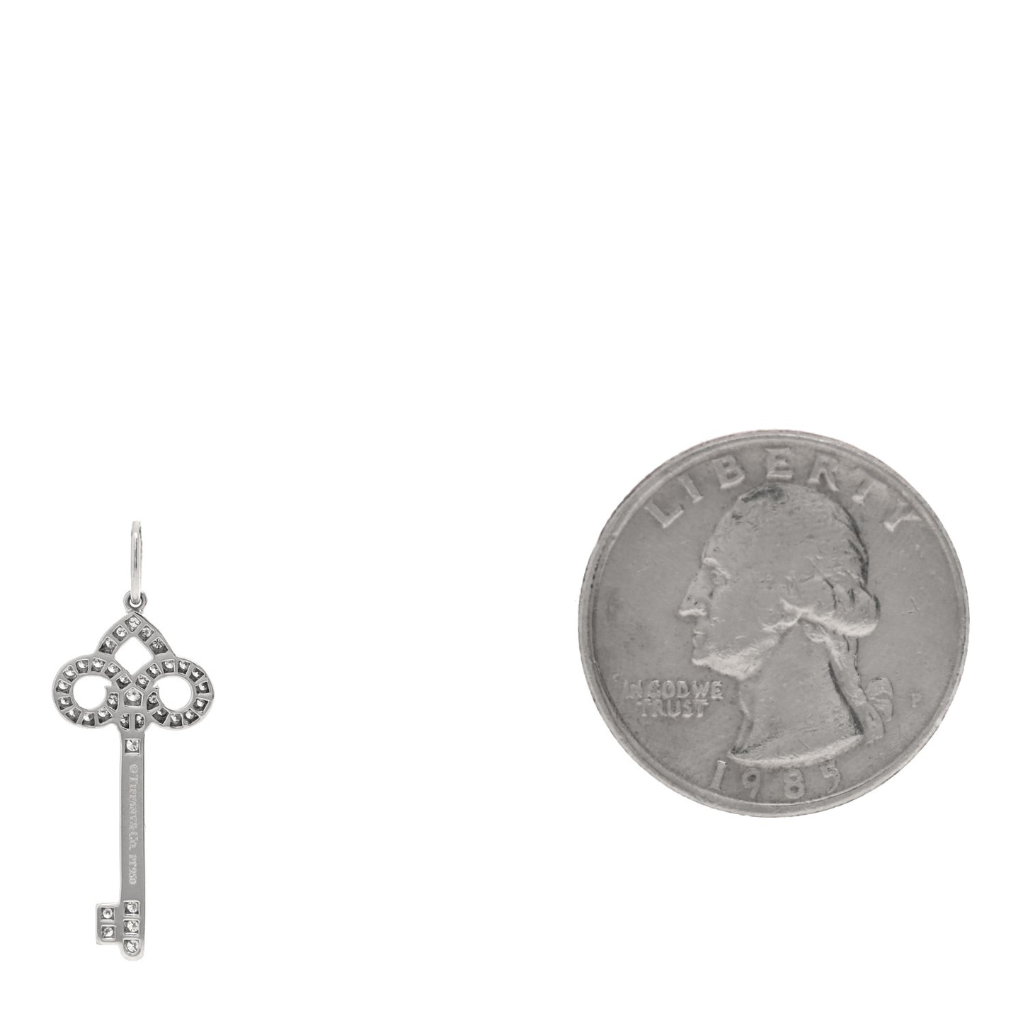 Platinum Diamond .12ct Fleur De Lis Key Pendant