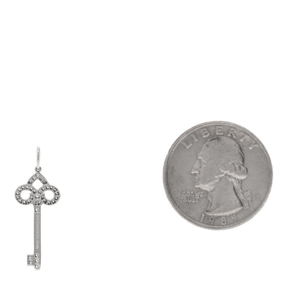 Tiffany Platinum Diamond .12ct Fleur De Lis Key Pendant 2 of 3