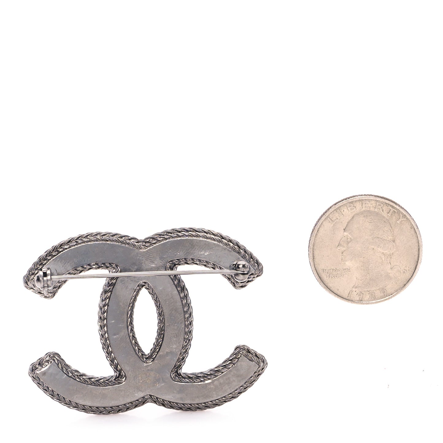 Tweed CC Brooch Silver Multicolor