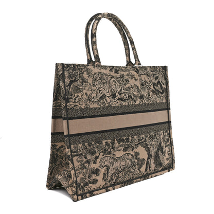 Christian Dior Canvas Embroidered Large Dioriviera Toile De Jouy Book Tote Brown 3 of 11