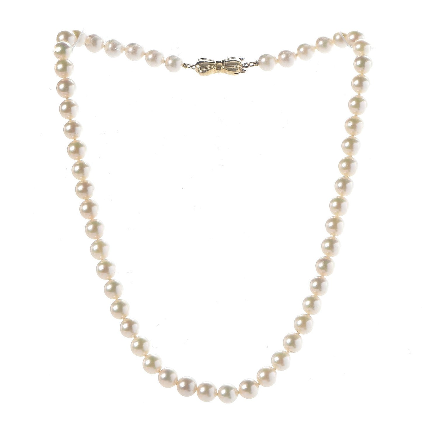 18K Yellow Gold Akoya Pearl 6.5-7mm Strand Necklace