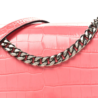 Alexander McQueen Shiny Crocodile Embossed Jeweled Satchel Pink 7 of 9