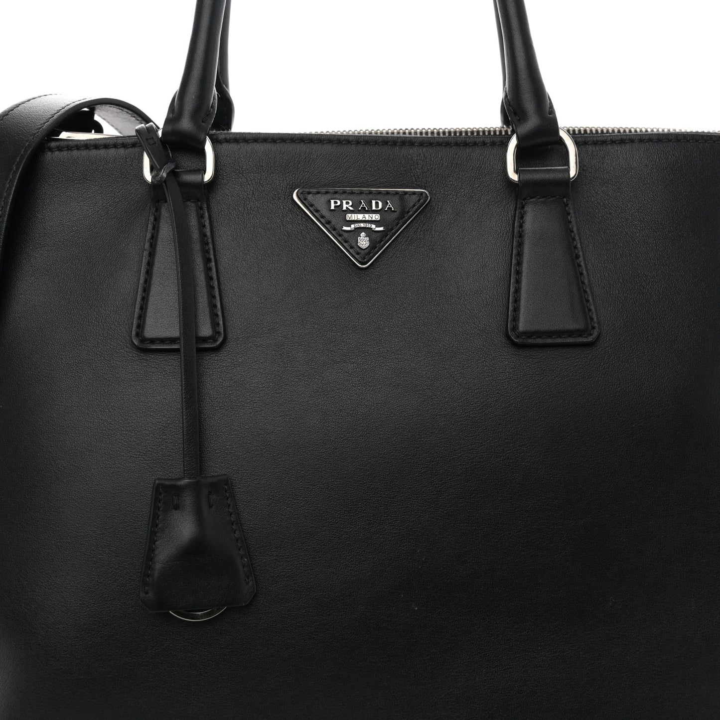 City Calfskin Bi-Color Large Galleria Double Zip Tote Black