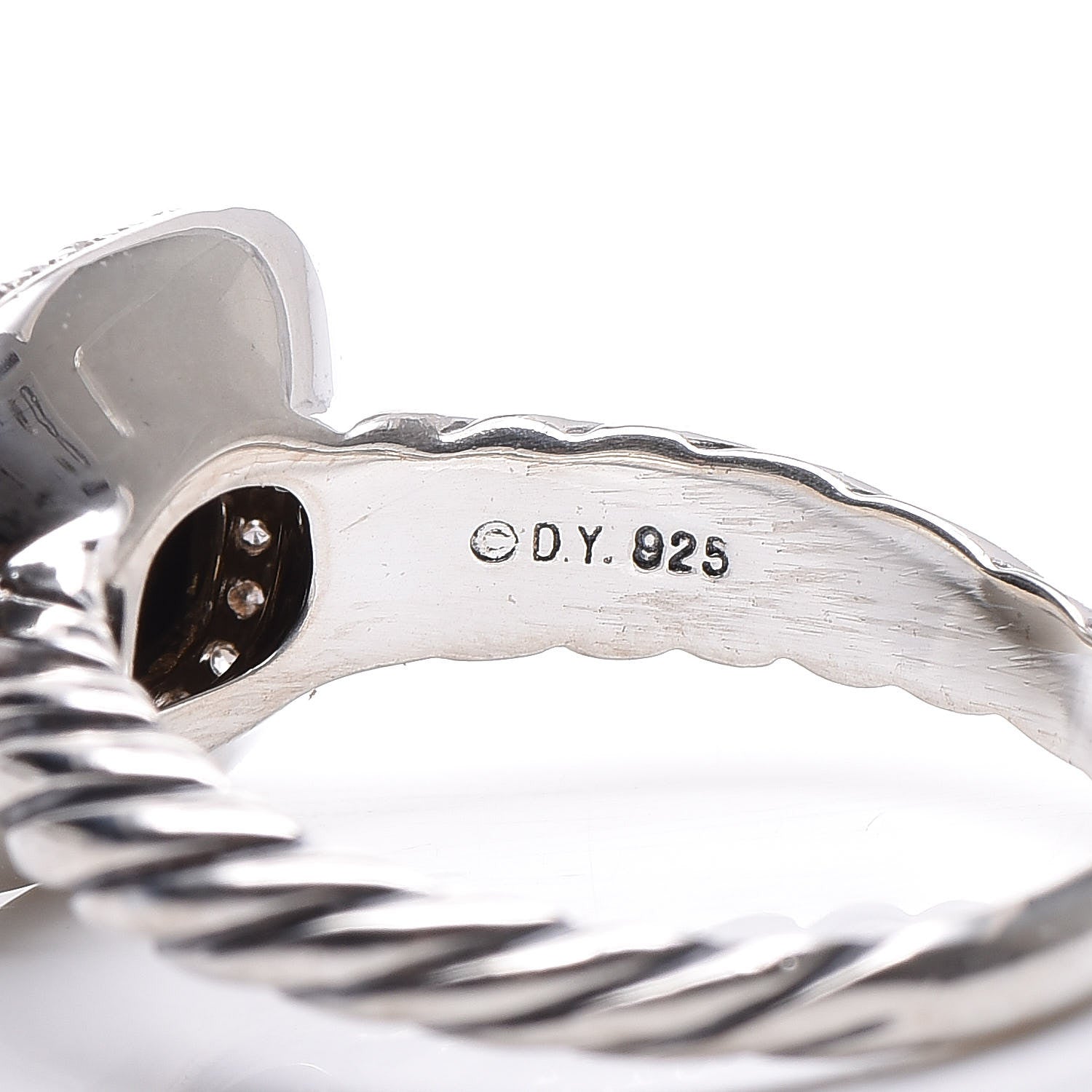 David Yurman Sterling Silver Diamond Hematite 10mm Noblesse Ring 54 7 5 of 5