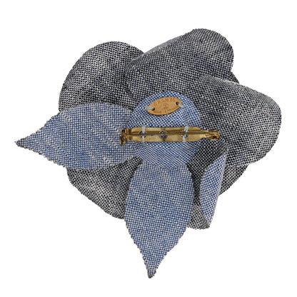 Chanel Linen Camellia Brooch Blue 3 of 5