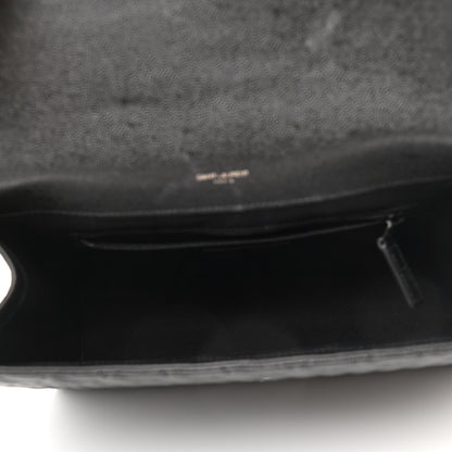 Saint Laurent Grain De Poudre Textured Mixed Matelasse Large Triquilt Monogram Monochrome Satchel Black 5 of 13