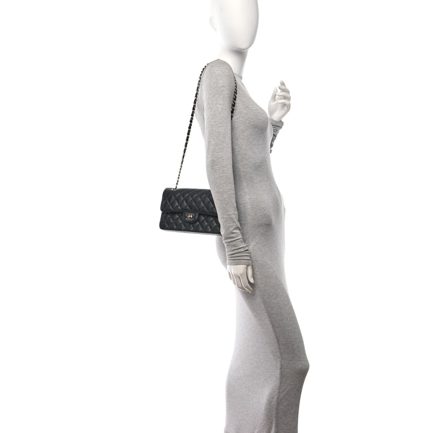 Caviar Quilted Small Double Flap Black