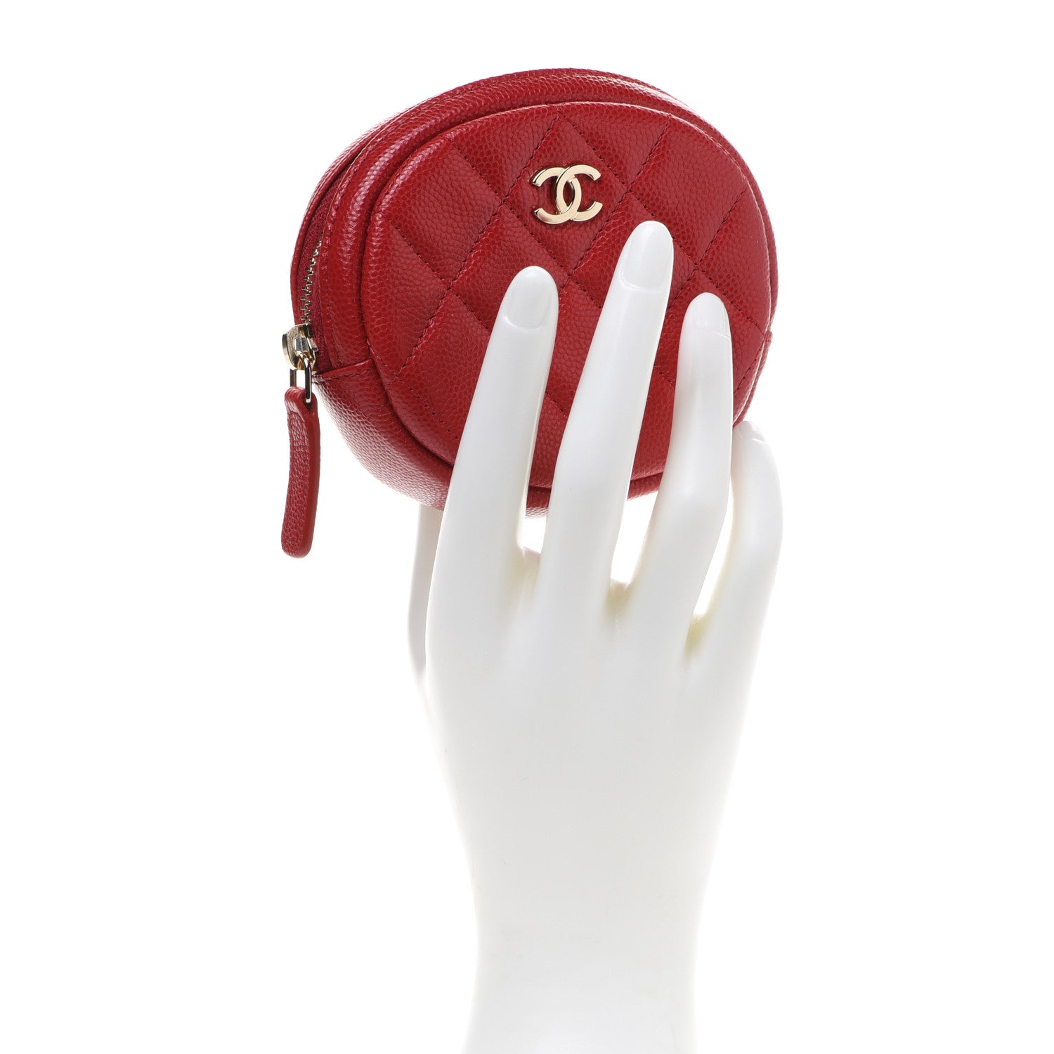 Chanel Caviar Quilted Zip Around Classic Coin Purse Dark Pink 2 of 8