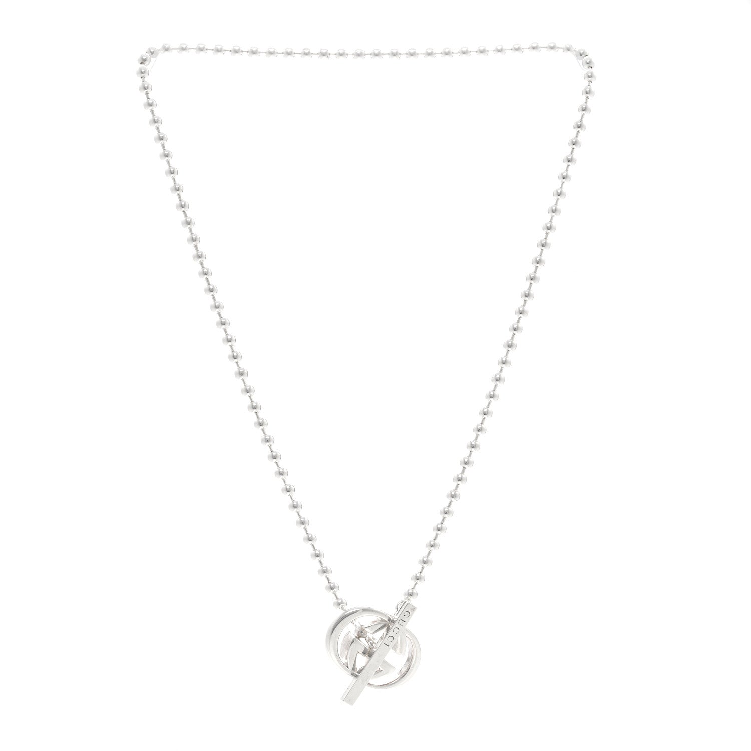 Gucci Sterling Silver Interlocking G Brit Toggle Necklace 3 of 4