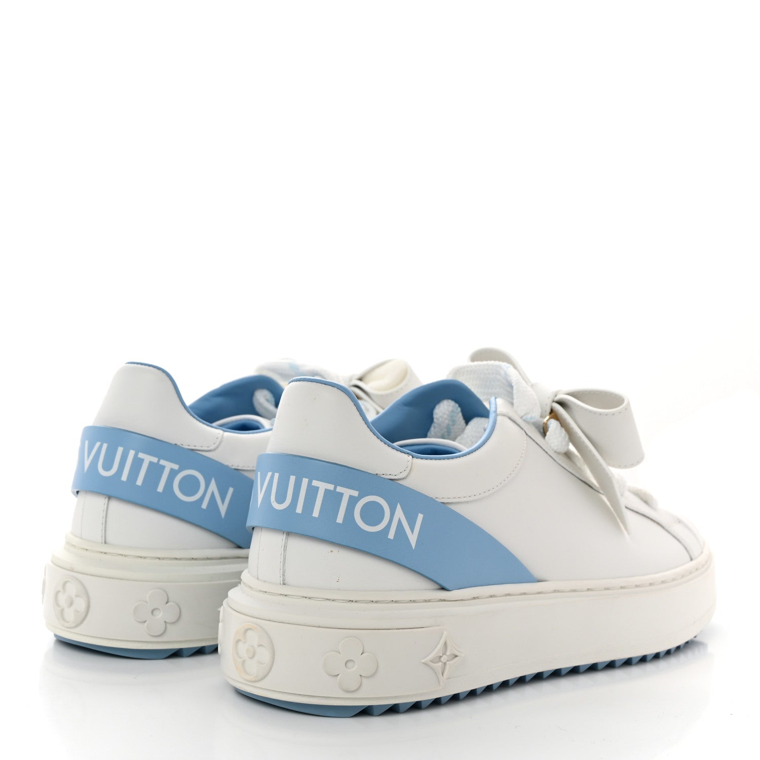 Louis Vuitton Calfskin Time Out Bow Sneakers 37.5 Blue 4 of 11