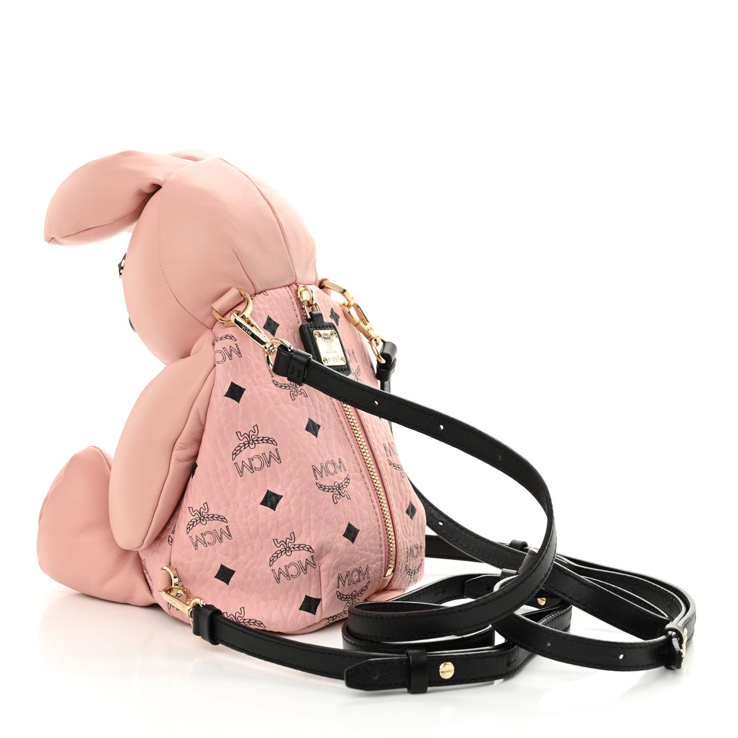 Calfskin Visetos Rabbit Zoo Doll Backpack Soft Pink