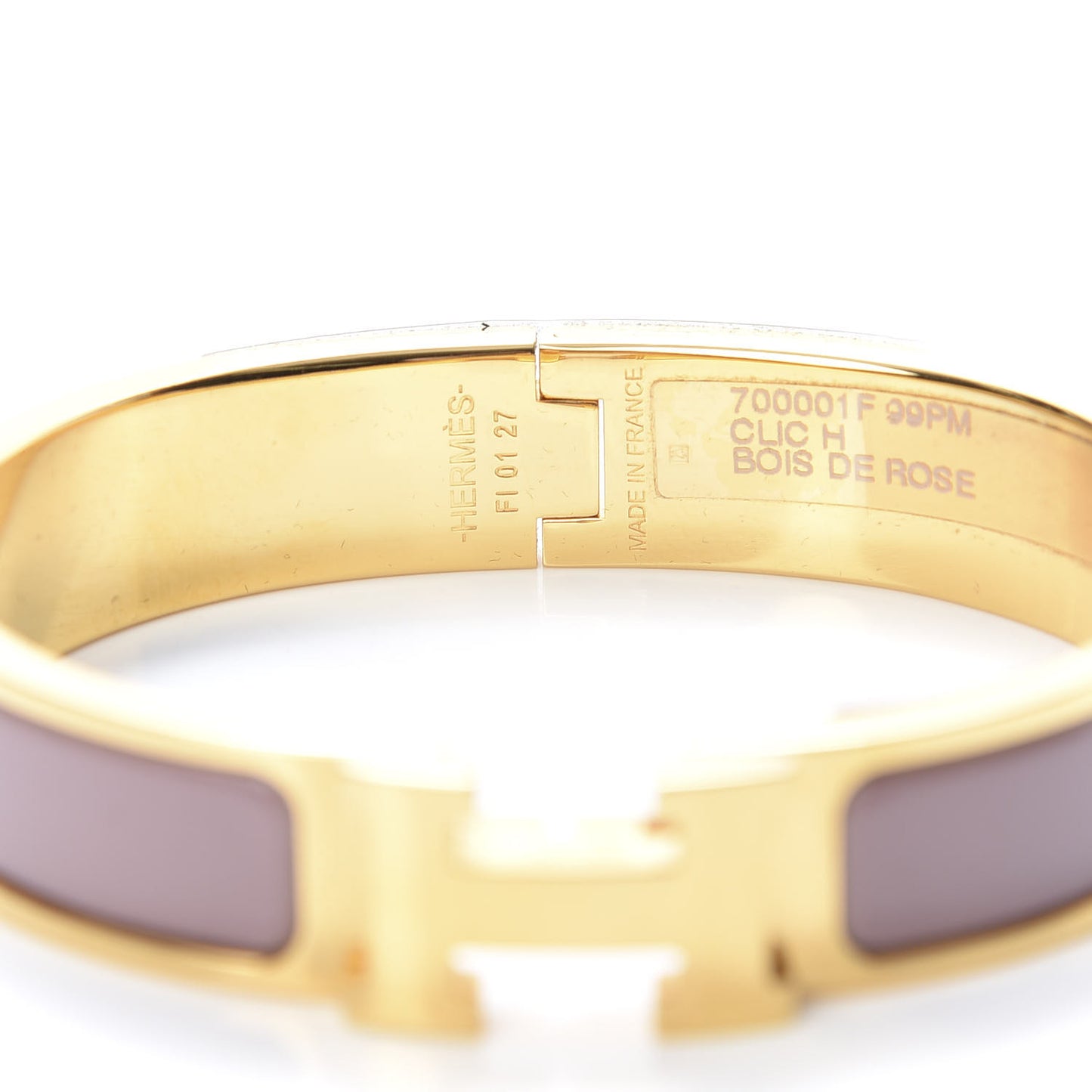 Enamel Narrow Clic Clac H Bracelet PM Bois De Rose