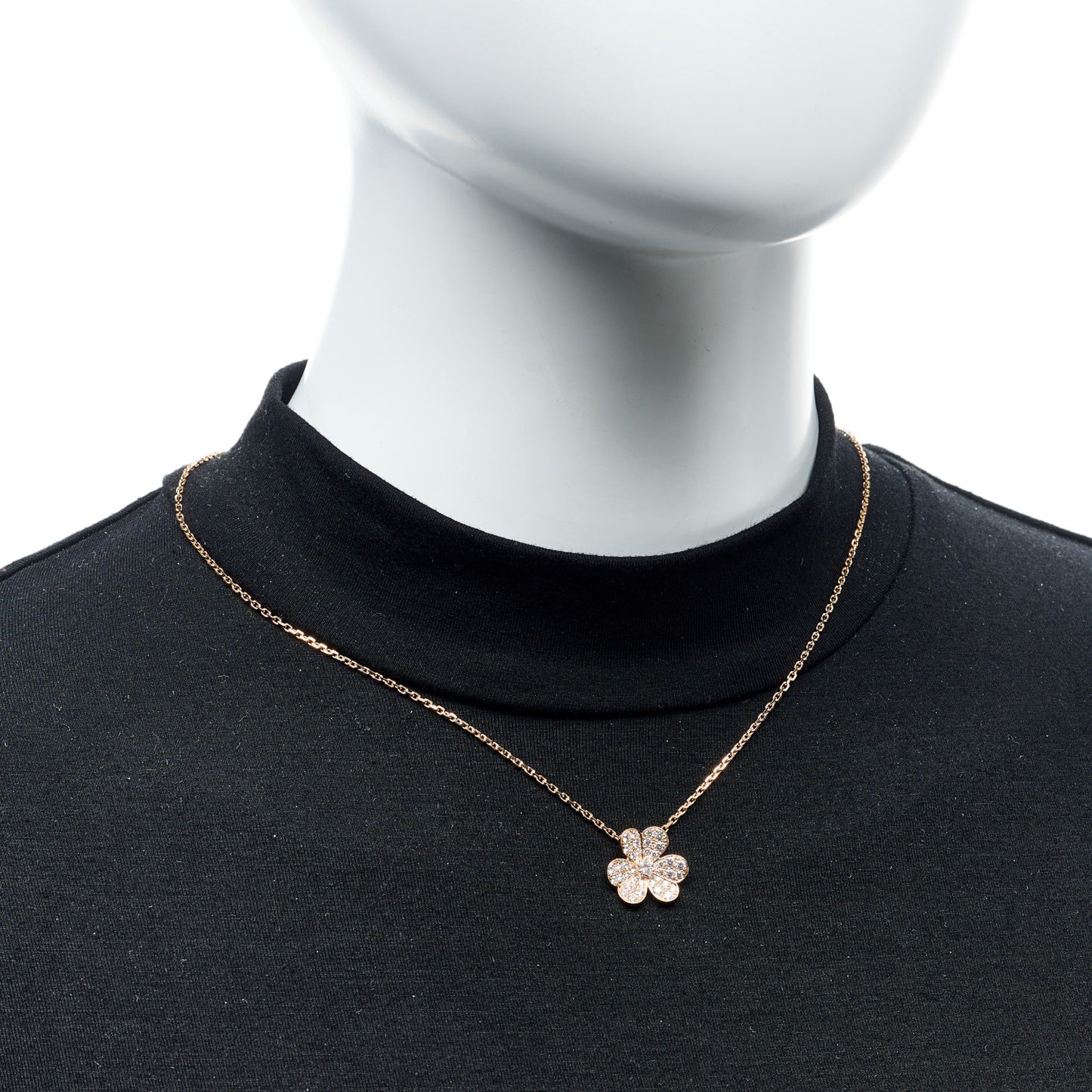 18K Rose Gold Diamond Small Frivole Pendant Pave Necklace