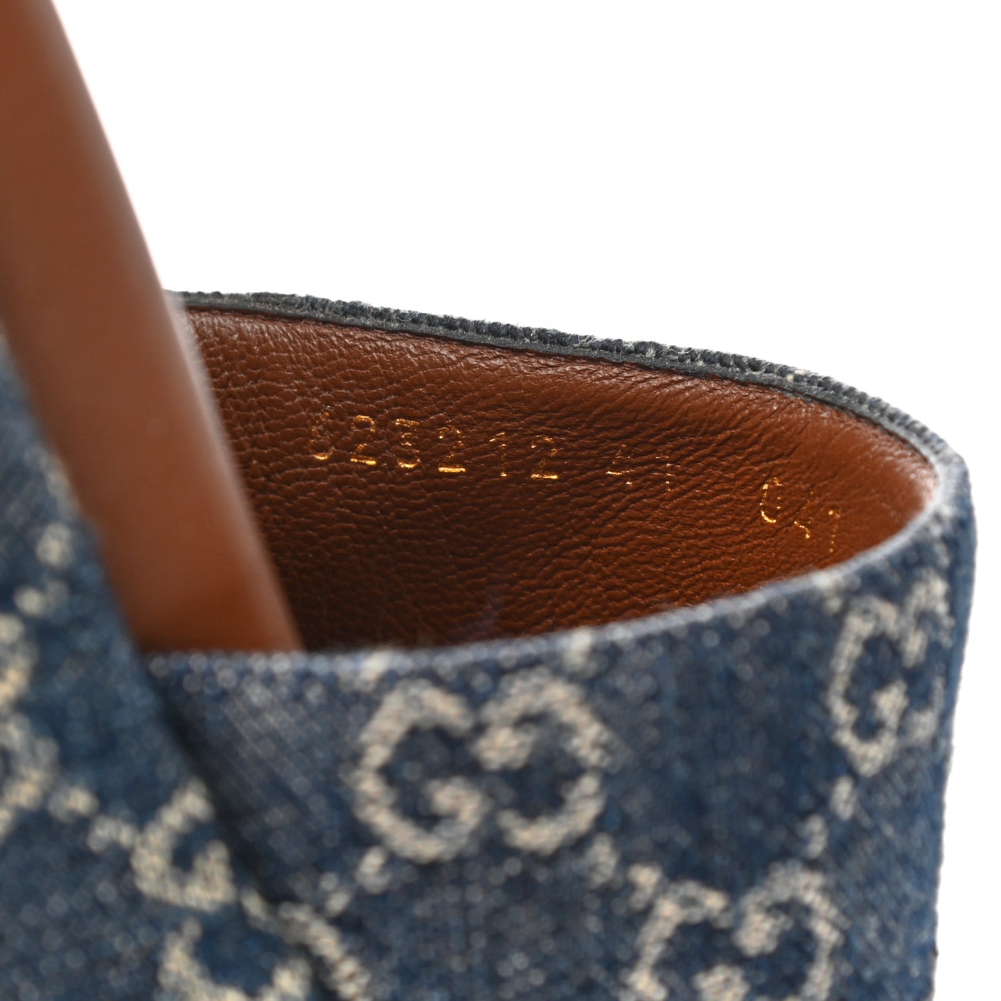 New Denim GG Monogram Angelina Platform 55mm Slide Sandals 41 Blue Tea