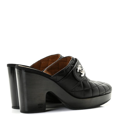 Chanel Lambskin Quilted CC Turn Lock Clogs 39.5 Black 5 of 11
