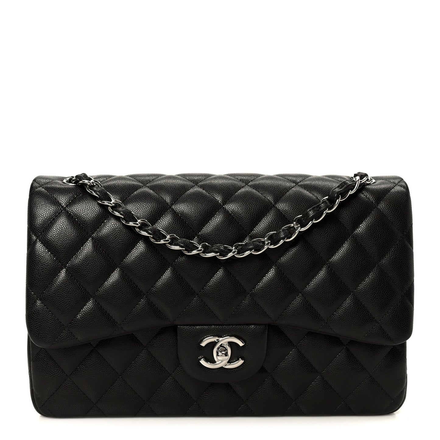 Caviar Quilted Jumbo Double Flap Dark Brown