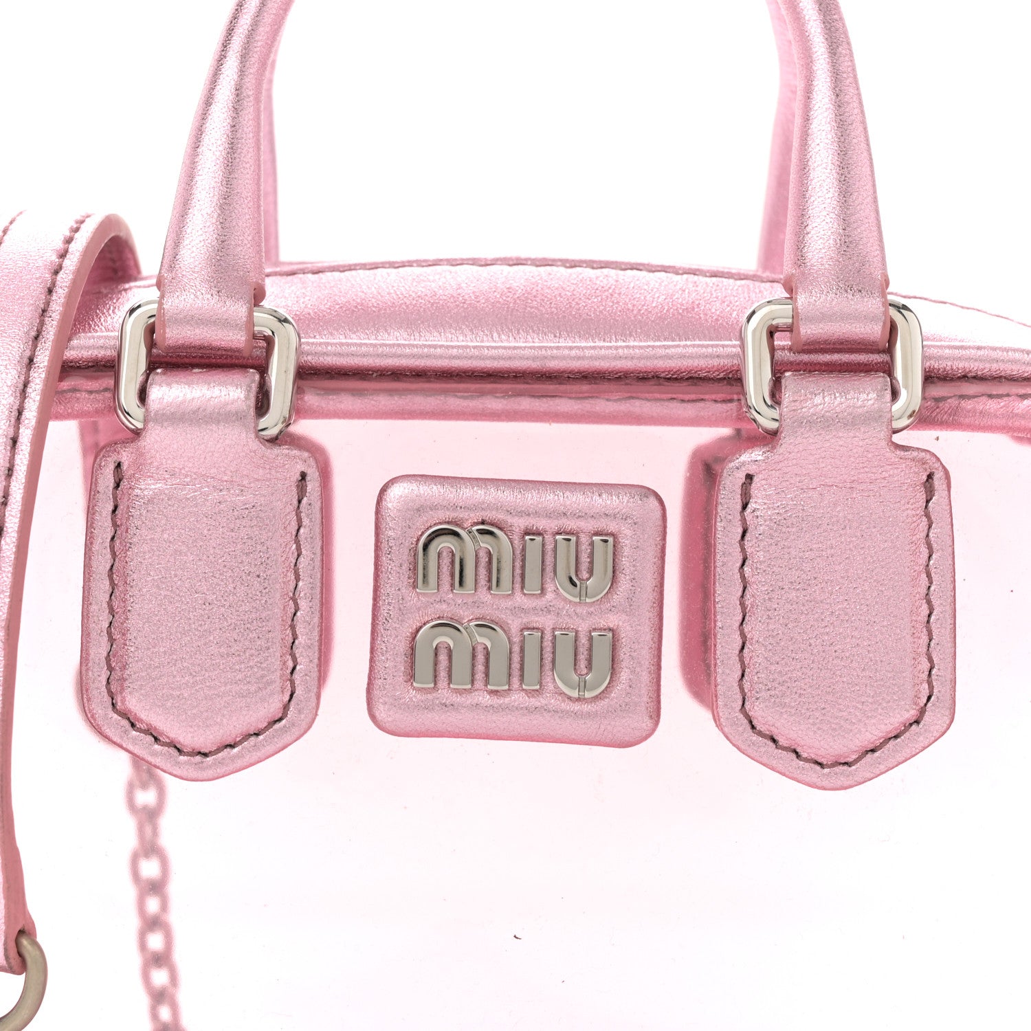 Miu Miu Metallic Nappa Plexi Vinyl Mini Top Handle Crossbody Rosa Mordore 8 of 10
