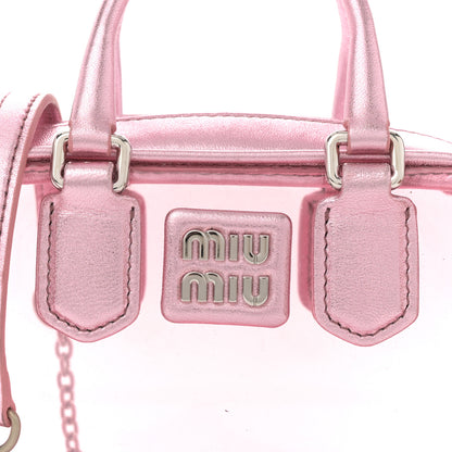 Miu Miu Metallic Nappa Plexi Vinyl Mini Top Handle Crossbody Rosa Mordore 8 of 10