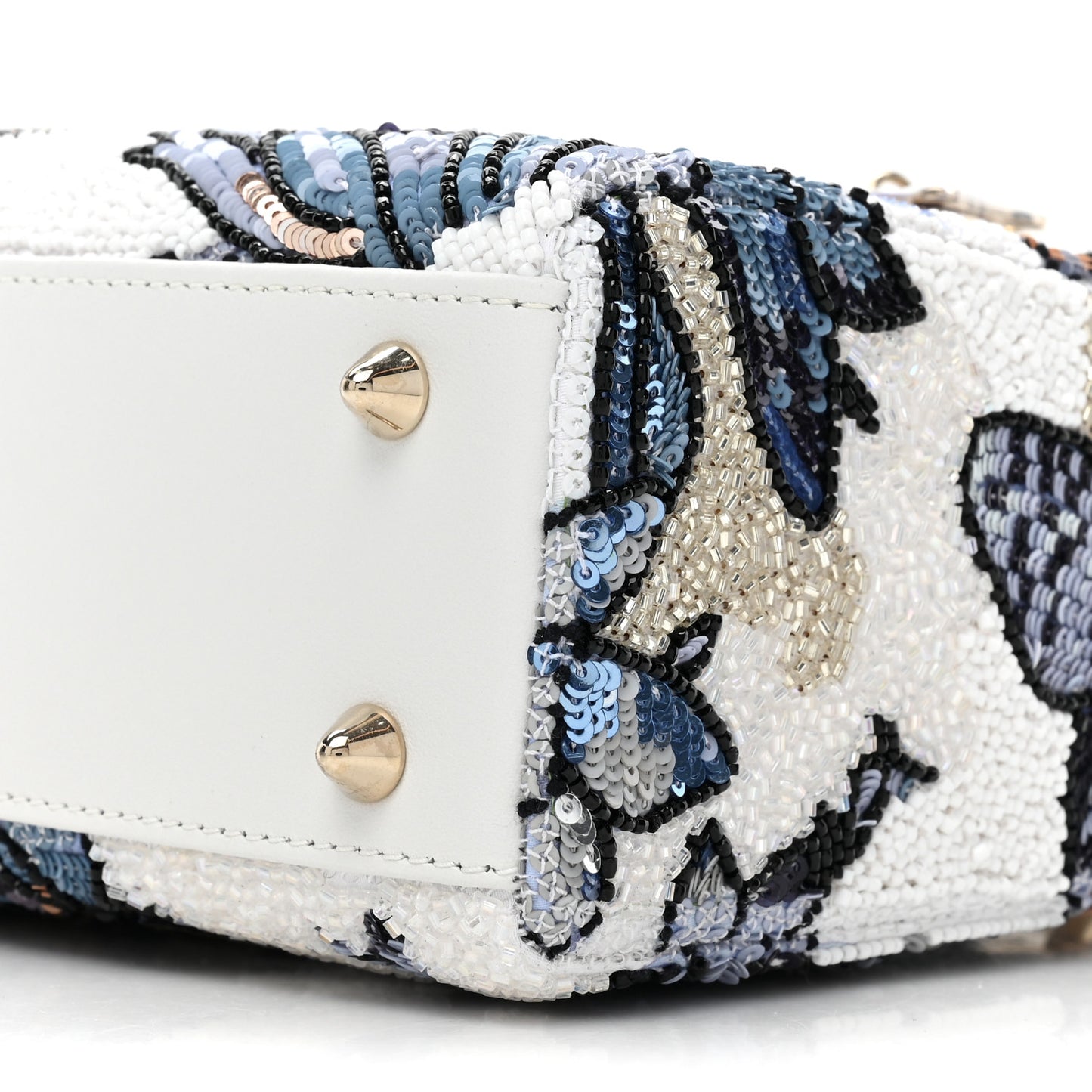 Calfskin Toile De Jouy Beaded Sequin Embroidered Small Mexico Lady Dior White Pastel Midnight Blue