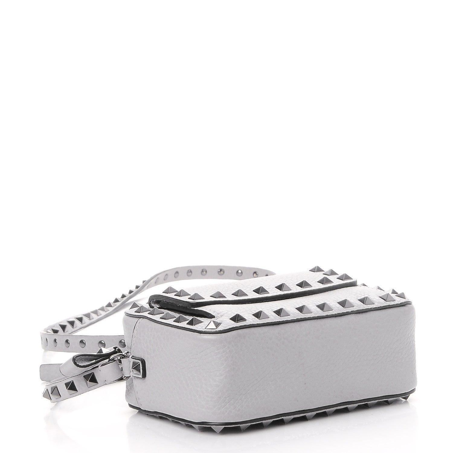 Valentino Garavani Grained Calfskin Small Rockstud Flap Pocket Camera Crossbody Bag Pastel Grey 4 of 7