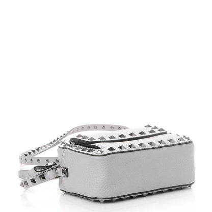 Valentino Garavani Grained Calfskin Small Rockstud Flap Pocket Camera Crossbody Bag Pastel Grey 4 of 7