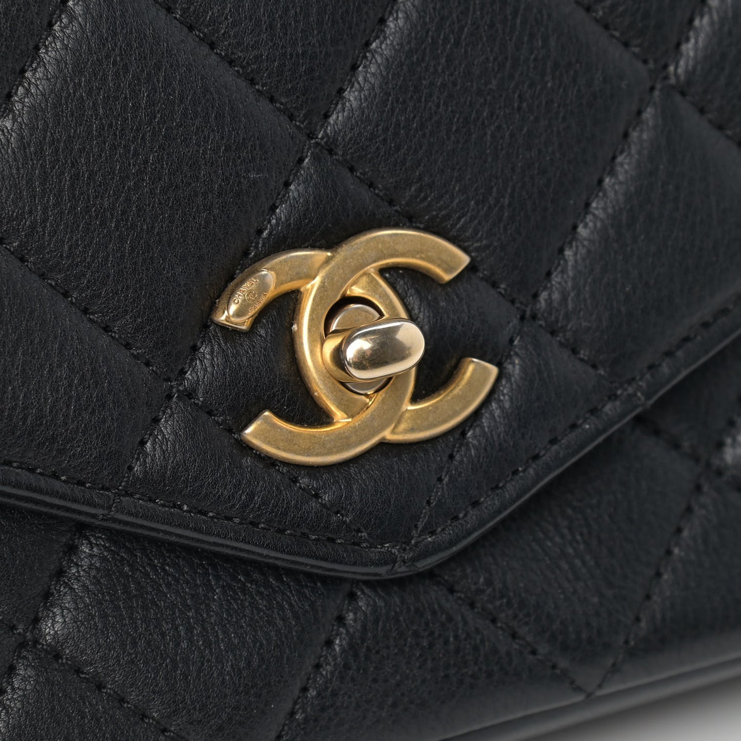 Calfskin Quilted Flap Waist Bag Black