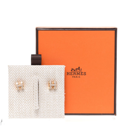 Hermes Gold Lacquered Mini Pop H Earrings Marron Glace 6 of 6