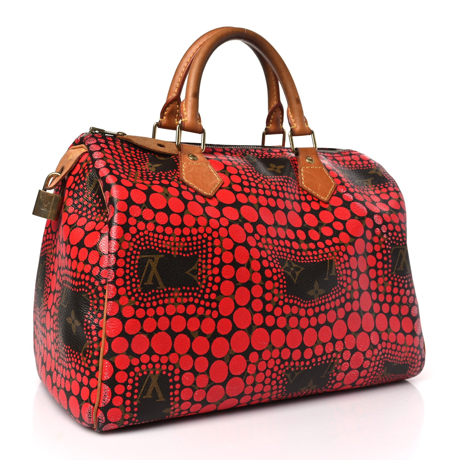 Louis Vuitton Monogram Kusama Town Speedy 30 Red 3 of 7