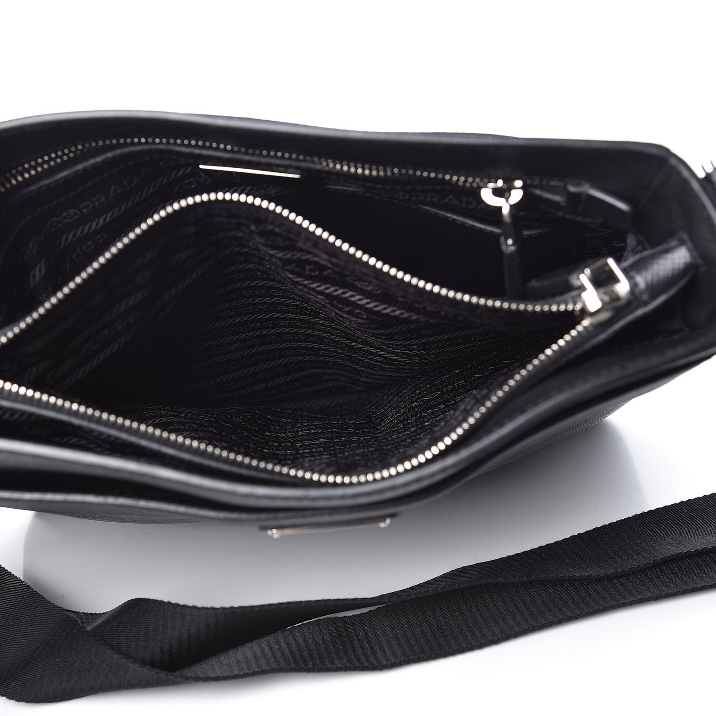 Saffiano Cuir Flat Messenger Bag Black