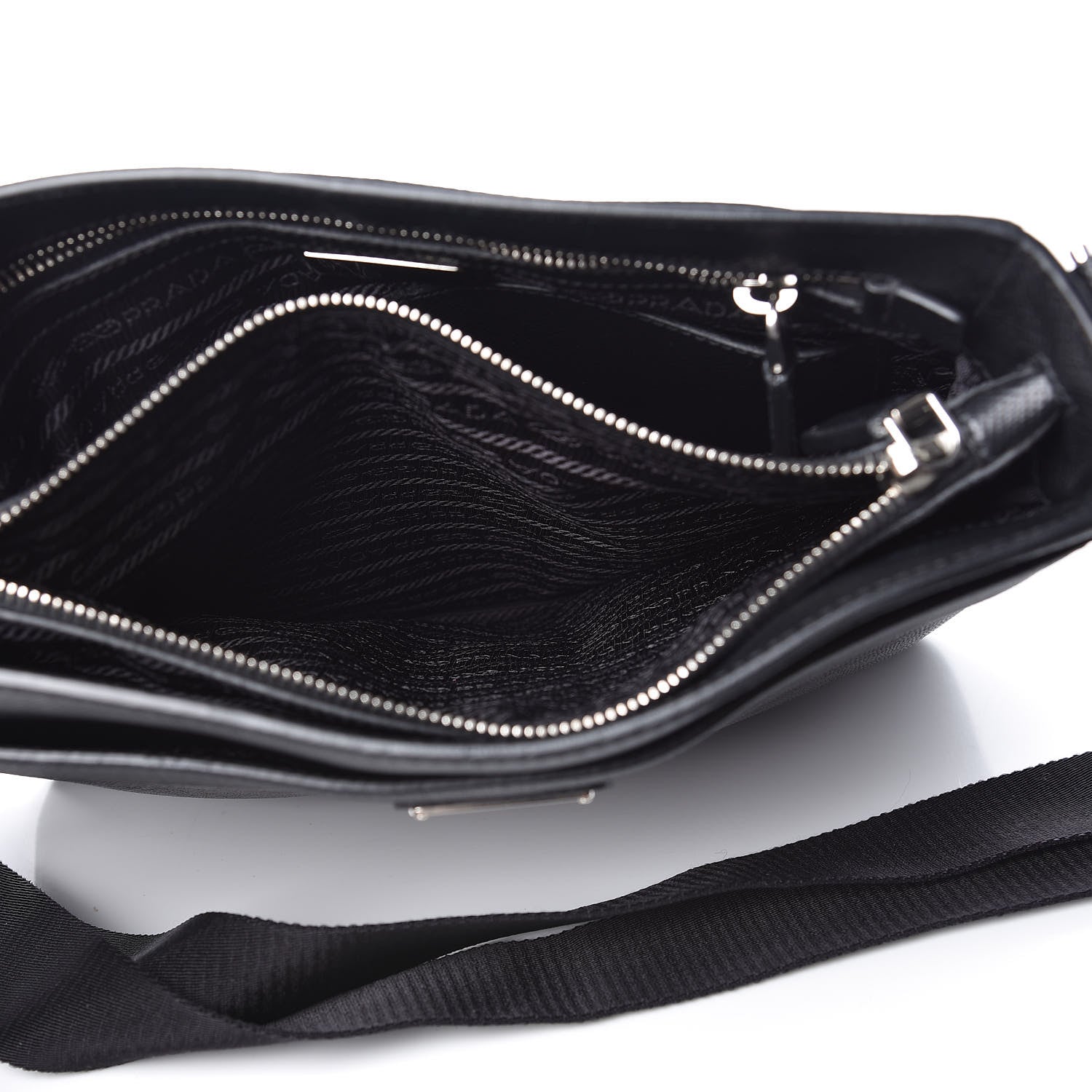 Prada Saffiano Cuir Flat Messenger Bag Black 5 of 11