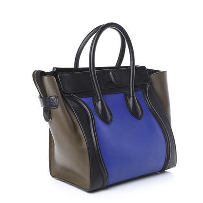 Celine Grained Calfskin Mini Tri-Color Luggage Indigo 2 of 10