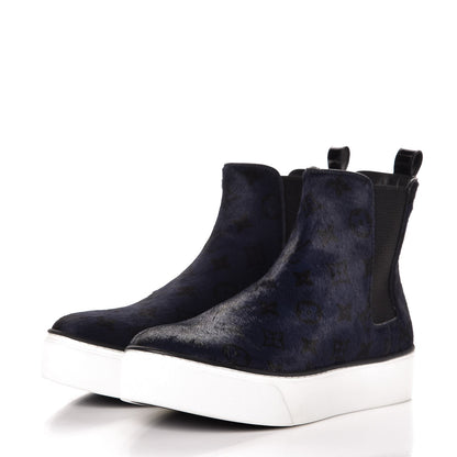 Louis Vuitton Pony Hair Moonwalk Sneaker Boot 39.5 Marine 3 of 8