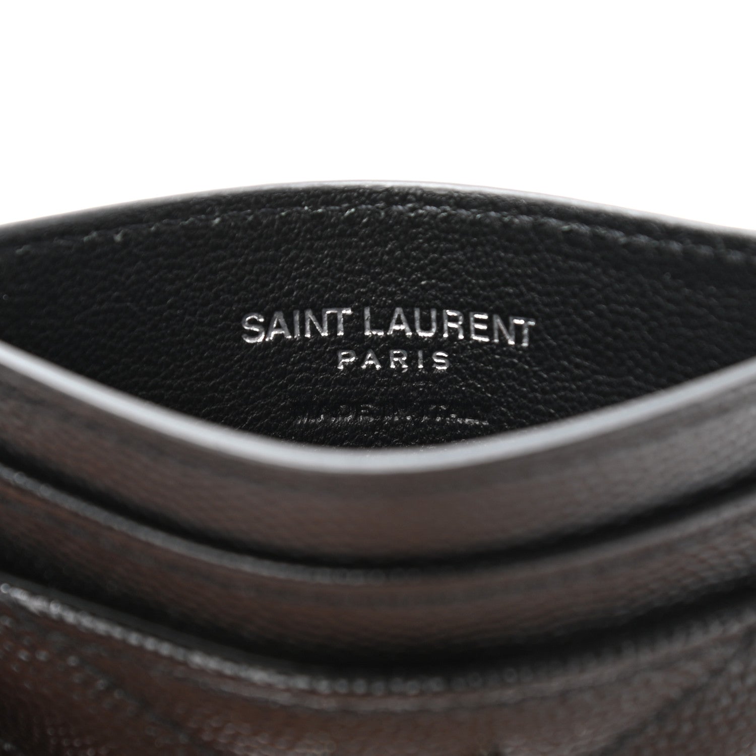 Saint Laurent Grain De Poudre Matelasse Chevron Monogram Credit Card Case Black 6 of 8