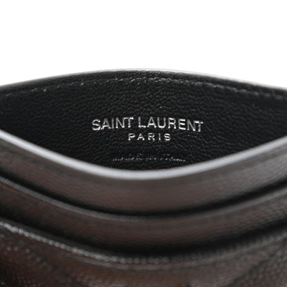 Saint Laurent Grain De Poudre Matelasse Chevron Monogram Credit Card Case Black 6 of 8