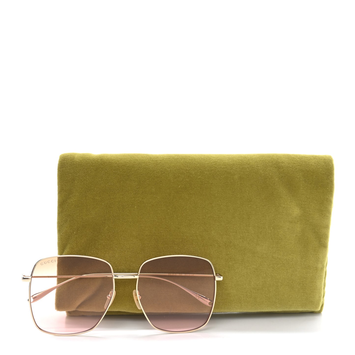 Metal Fork Square Frame Raccoon Charm Sunglasses GG1031S Pink